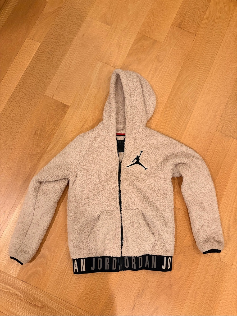 Jordan Cream Sherpa Hoodie with Black Jumpman